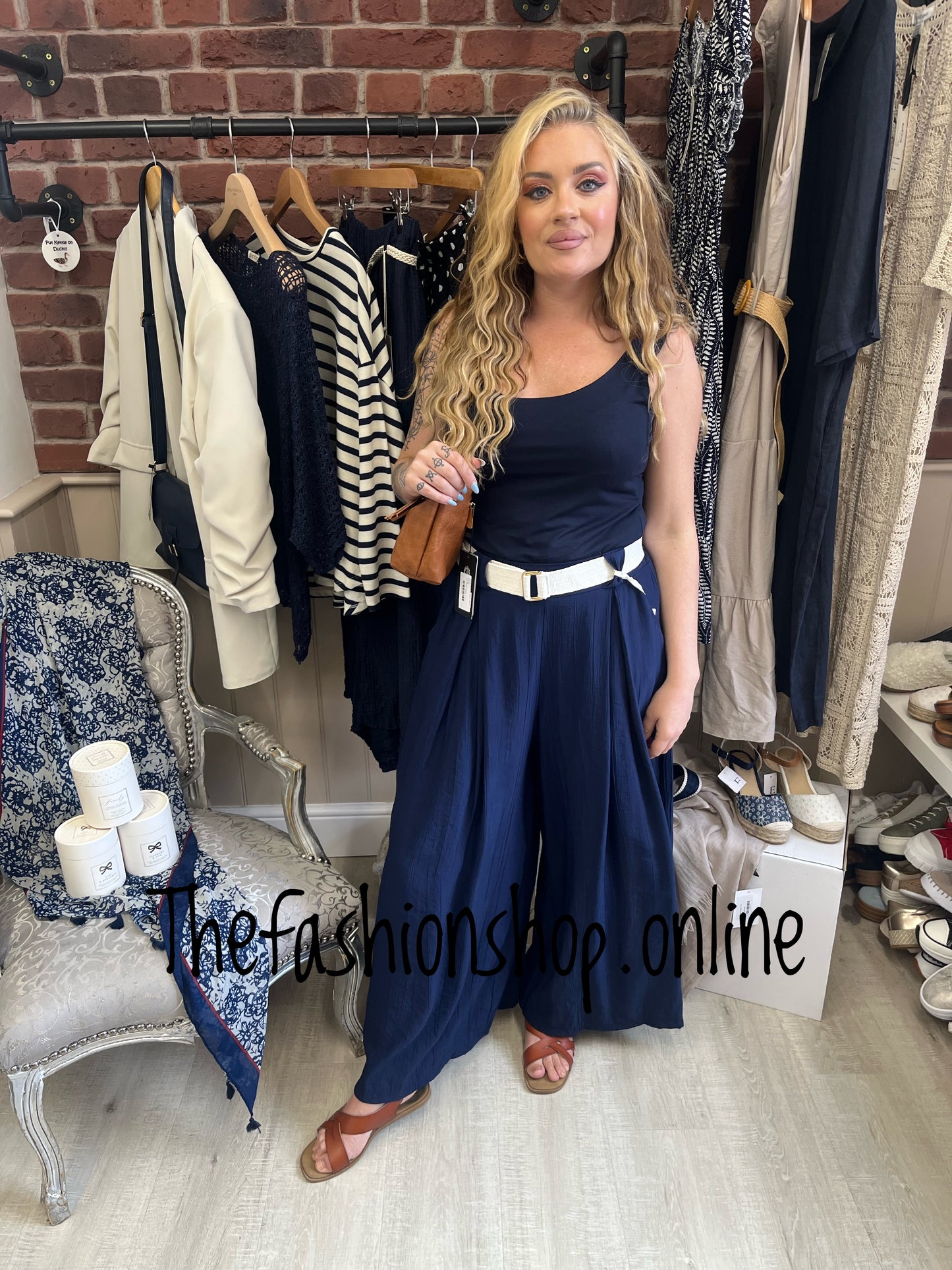 Madelaine navy trousers with belt 8-14