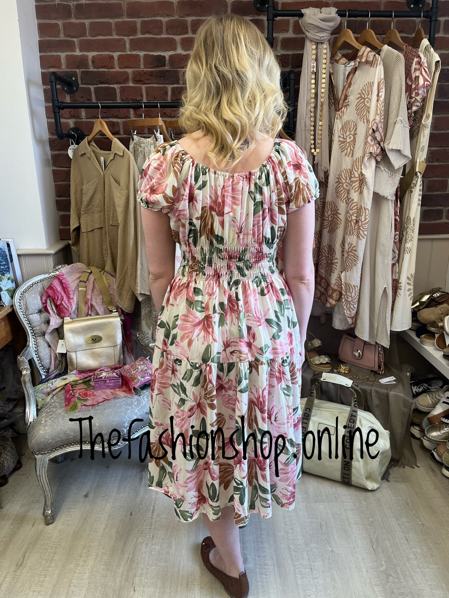 Avril Pretty in Pink print patterned gypsy midi dress 8-16