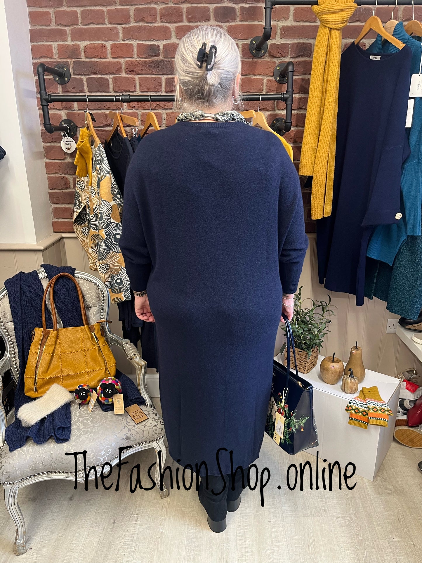 Erika Navy Knitted Dress 14-22