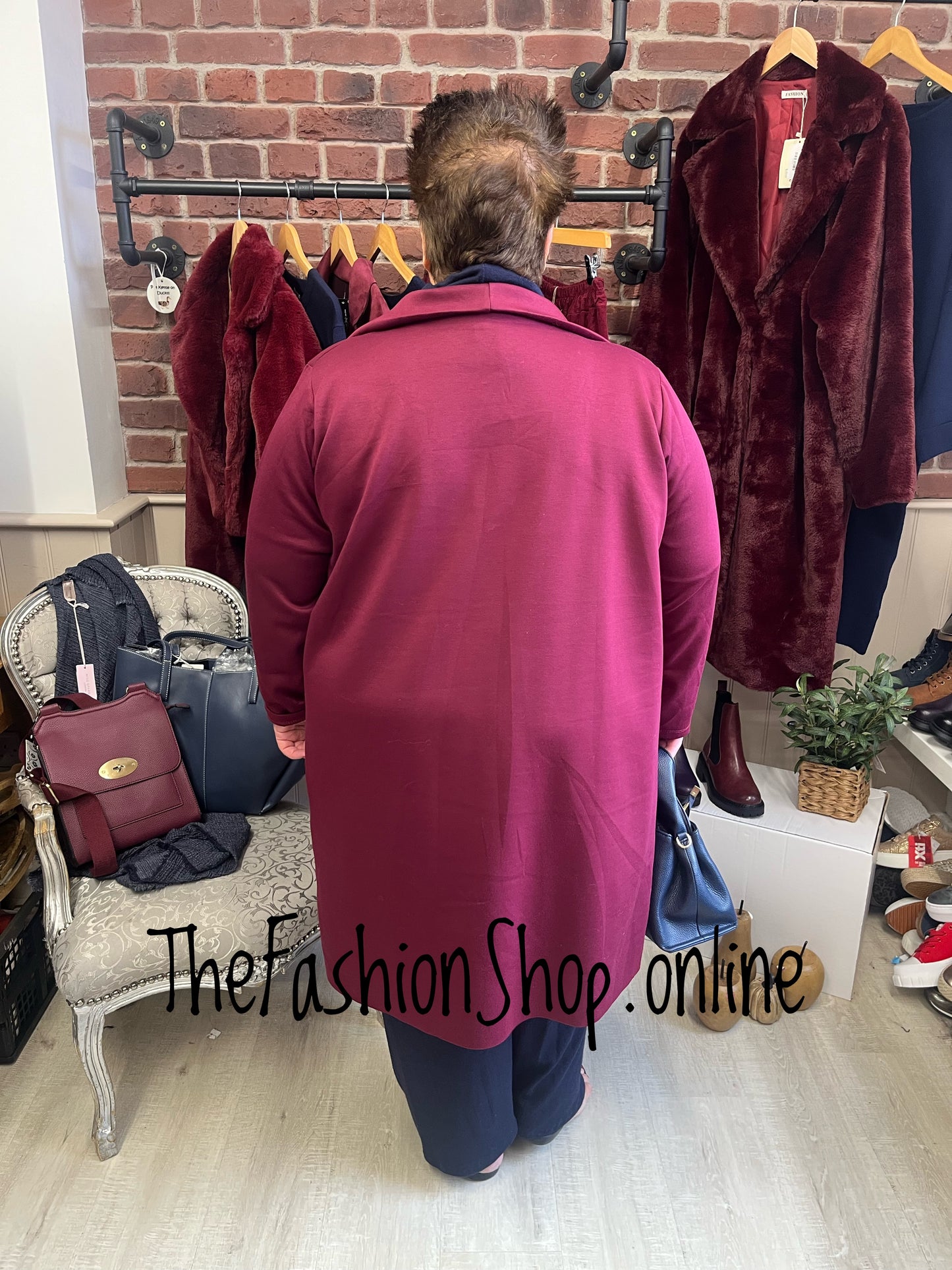 Erin wine waterfall jacket 14-22