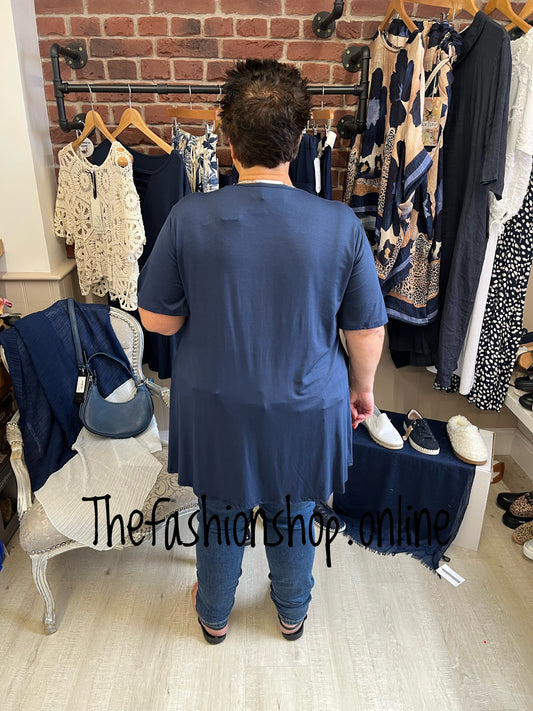 Katelyn navy ladder v neck top 16-22