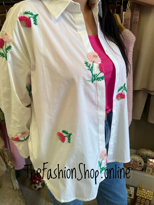 Lauren white floral shirt 12-22