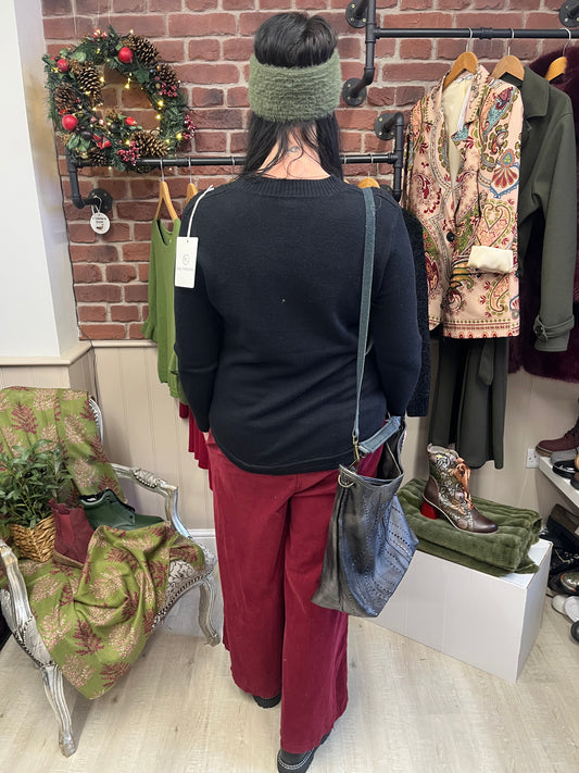 Lydia black cashmere mix jumper 10-16