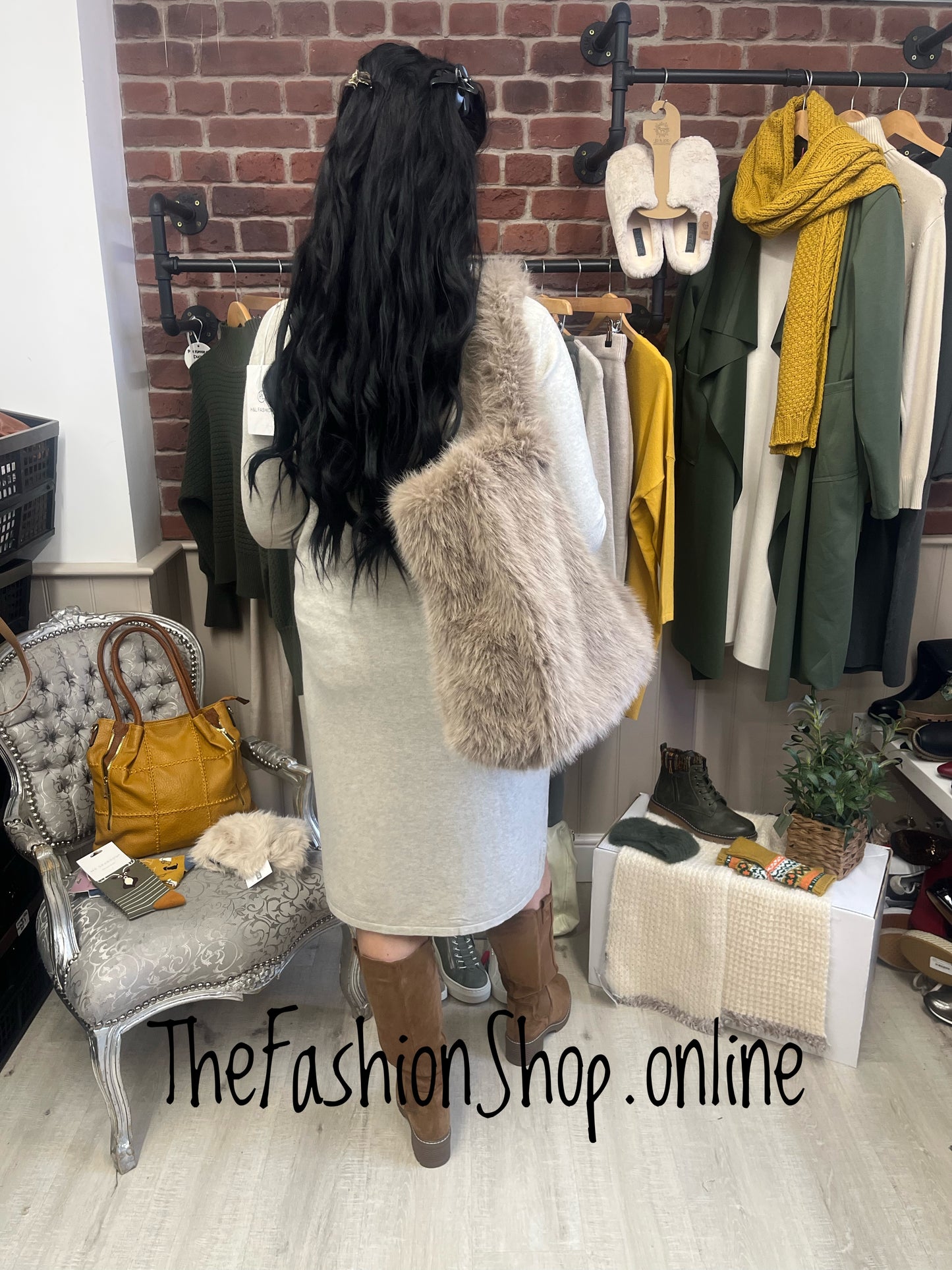 Mia beige cashmere mix jumper dress 12-16