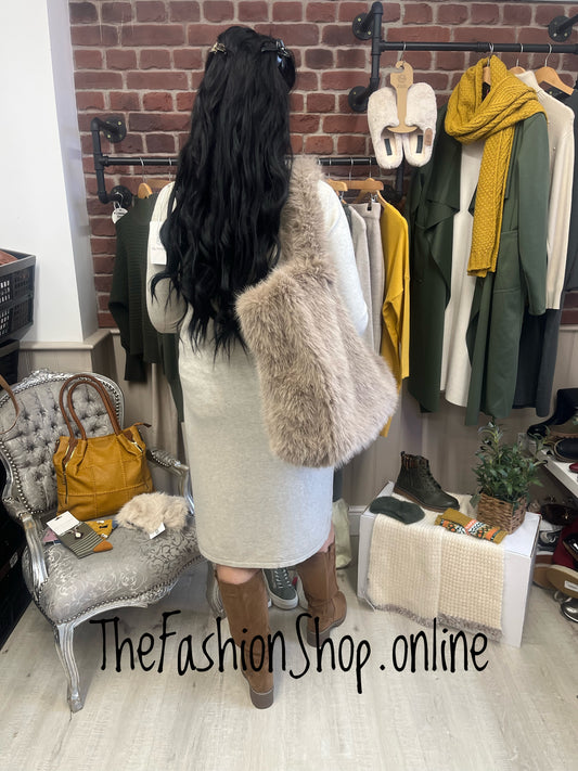 Mia beige cashmere mix jumper dress 12-16