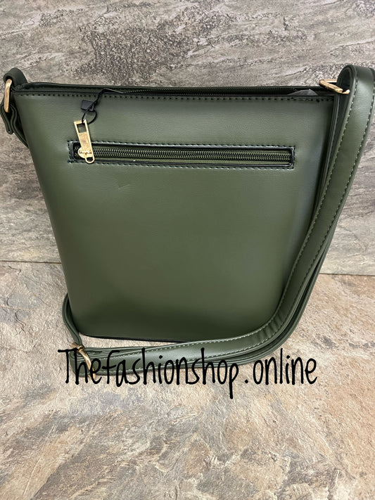 Sienna Khaki Bag with Stitch Detail