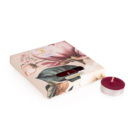 Candlelight Set of 9 Tea Lights Peony and Water Lily