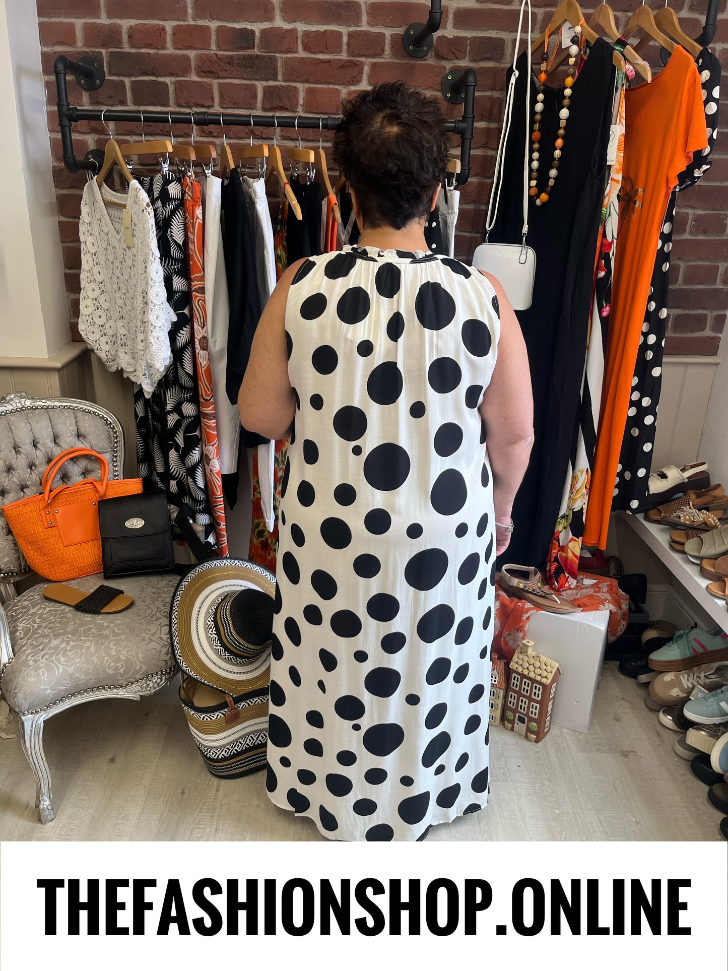 Angela white spot dress 14-22