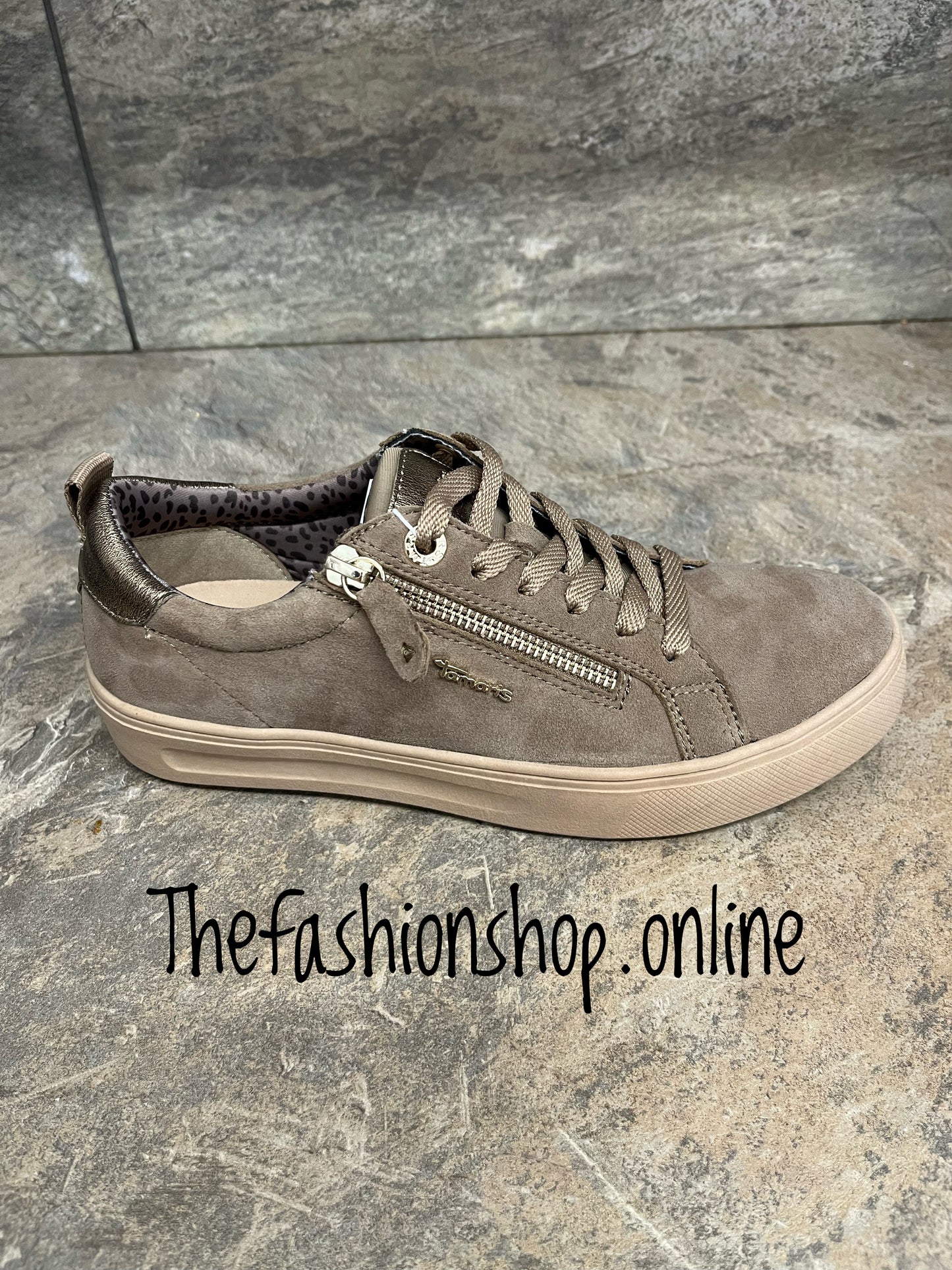 Tamaris wide fit pepper suede trainers sizes 4-9
