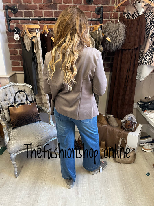 Rebecca mink faux suede waterfall jacket 8-14