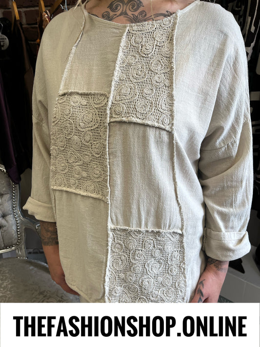 Amy beige cotton top 12-18