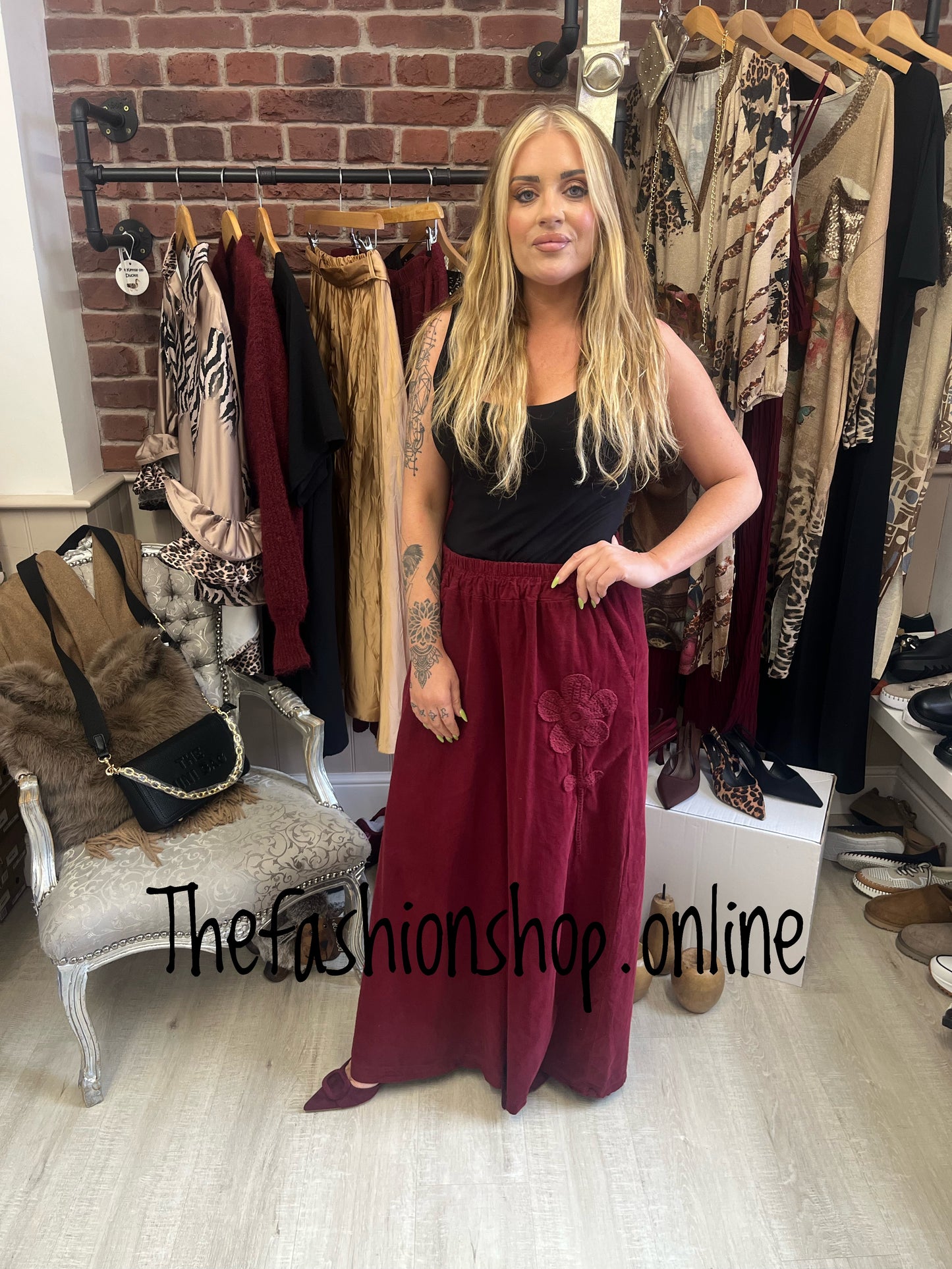 Kizzie wine fine cord trousers 10-16