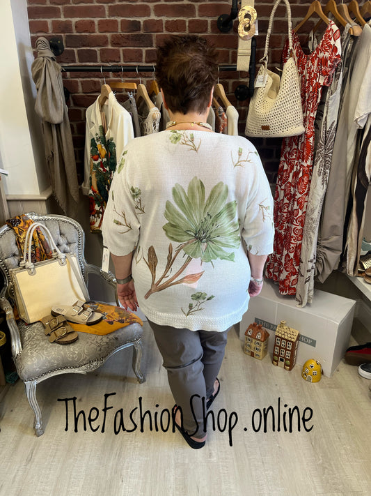 Ashley green flower knitted top 16-20