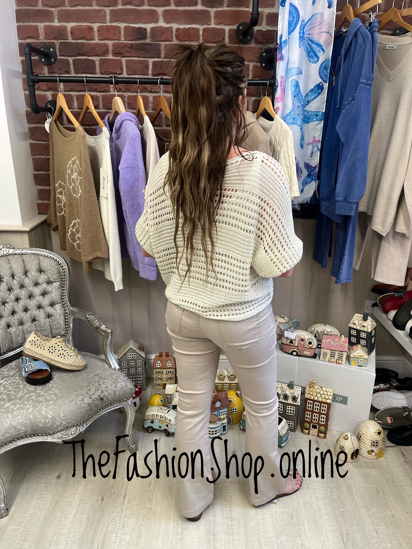 Sonia beige crochet layering top 8-16