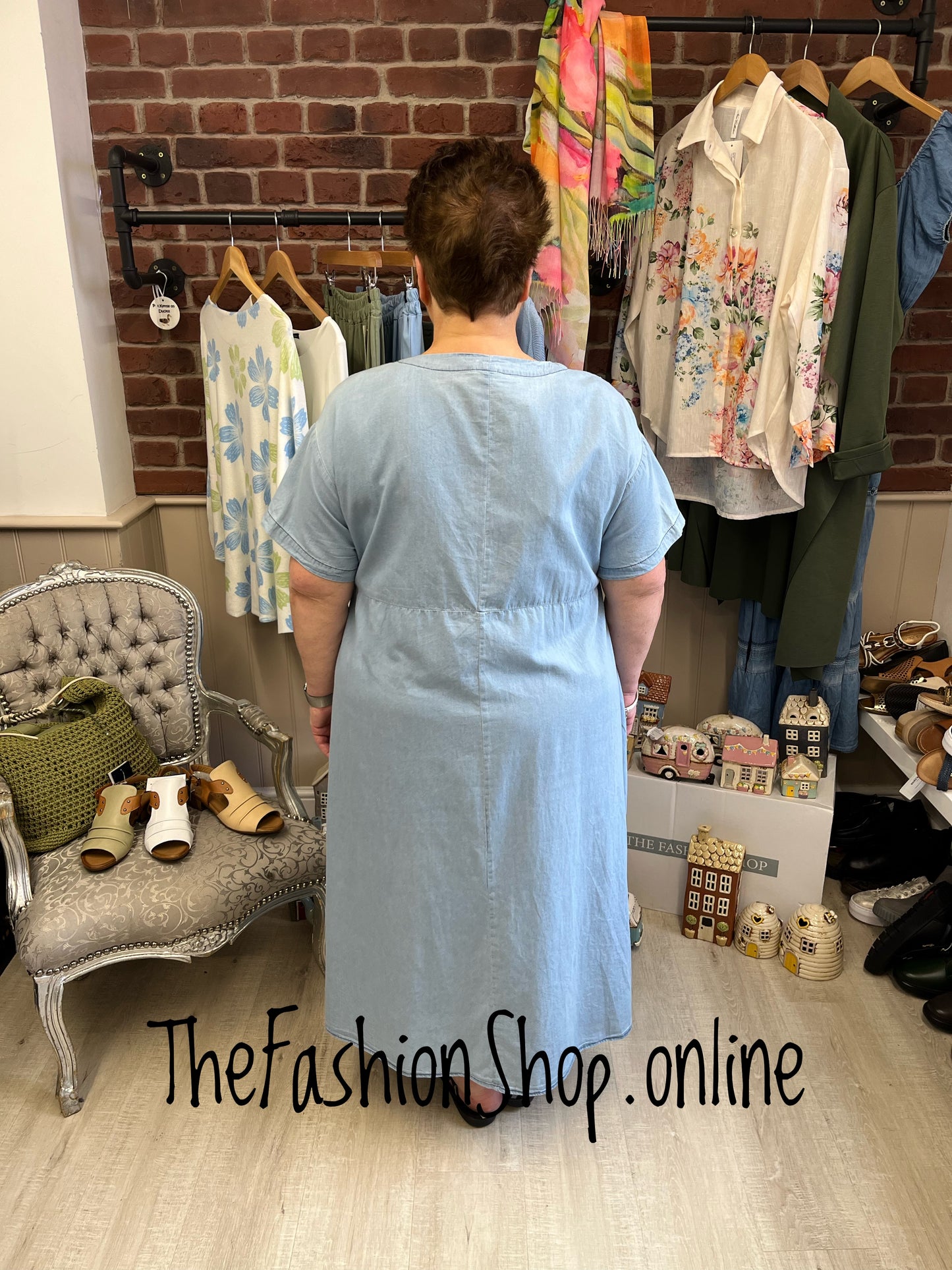 Fly Out Bloom denim dress 14-20