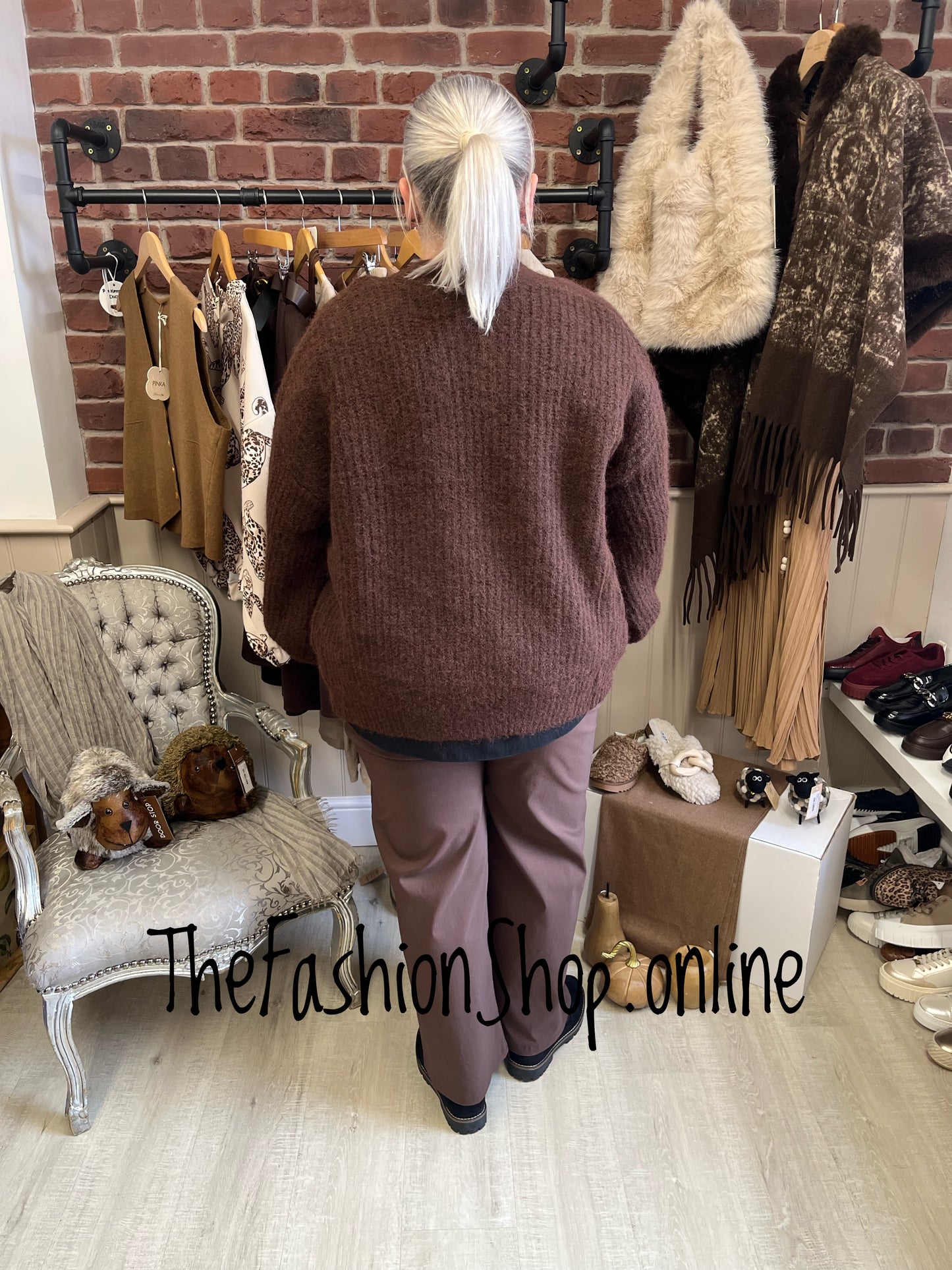 Joanna brown wool mix cardigan 10-18