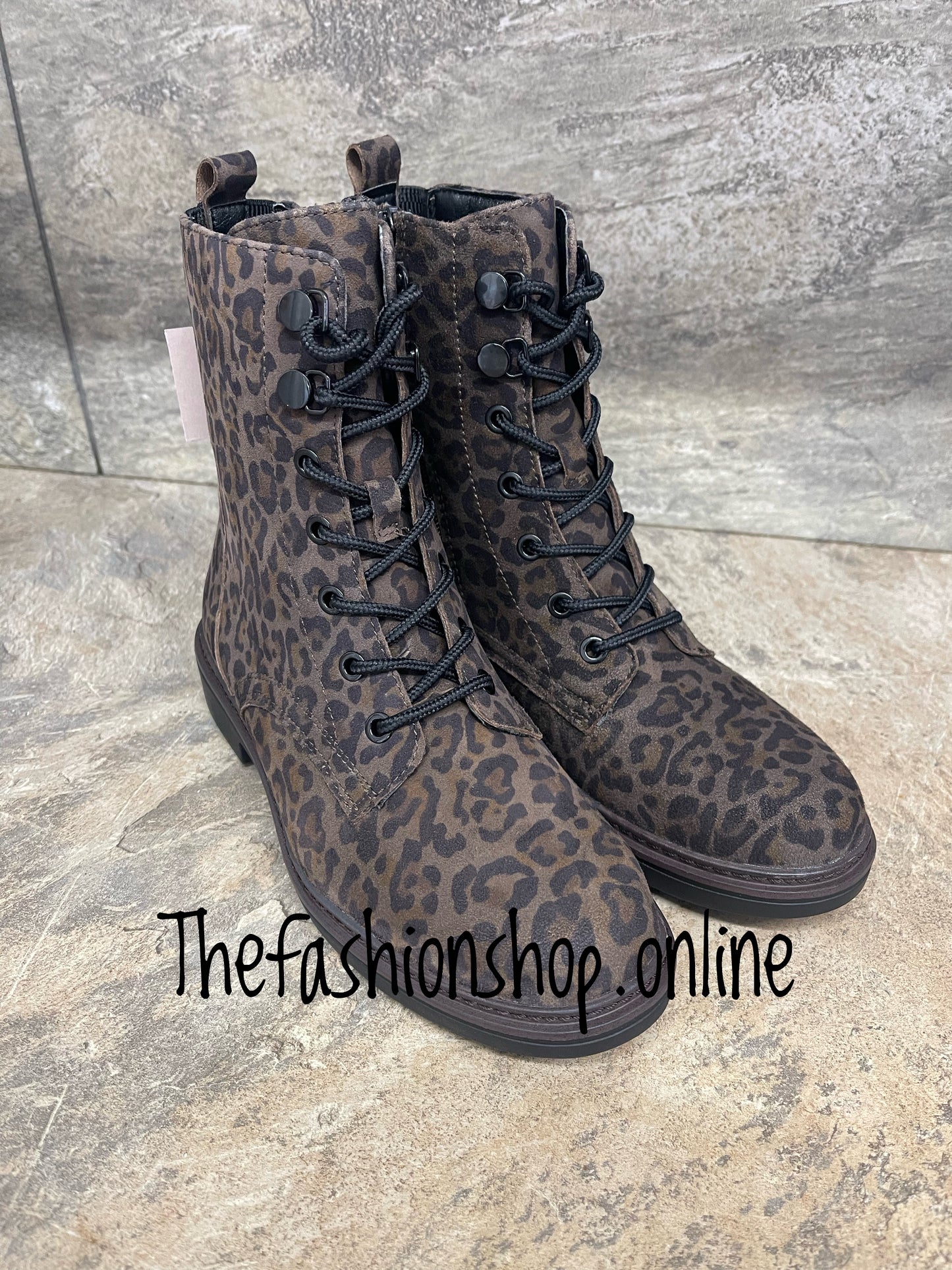 Tamaris suede wide fit leopard print boots sizes 4-9 (37-42)