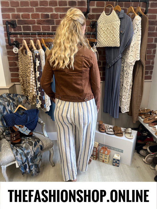 Tan denim style cotton jacket sizes 8-16