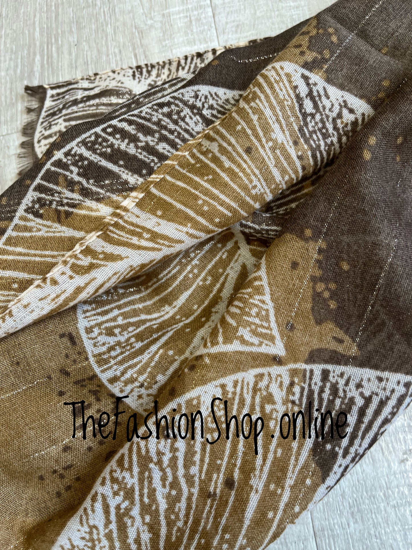 Brown leaves lightweight scarf