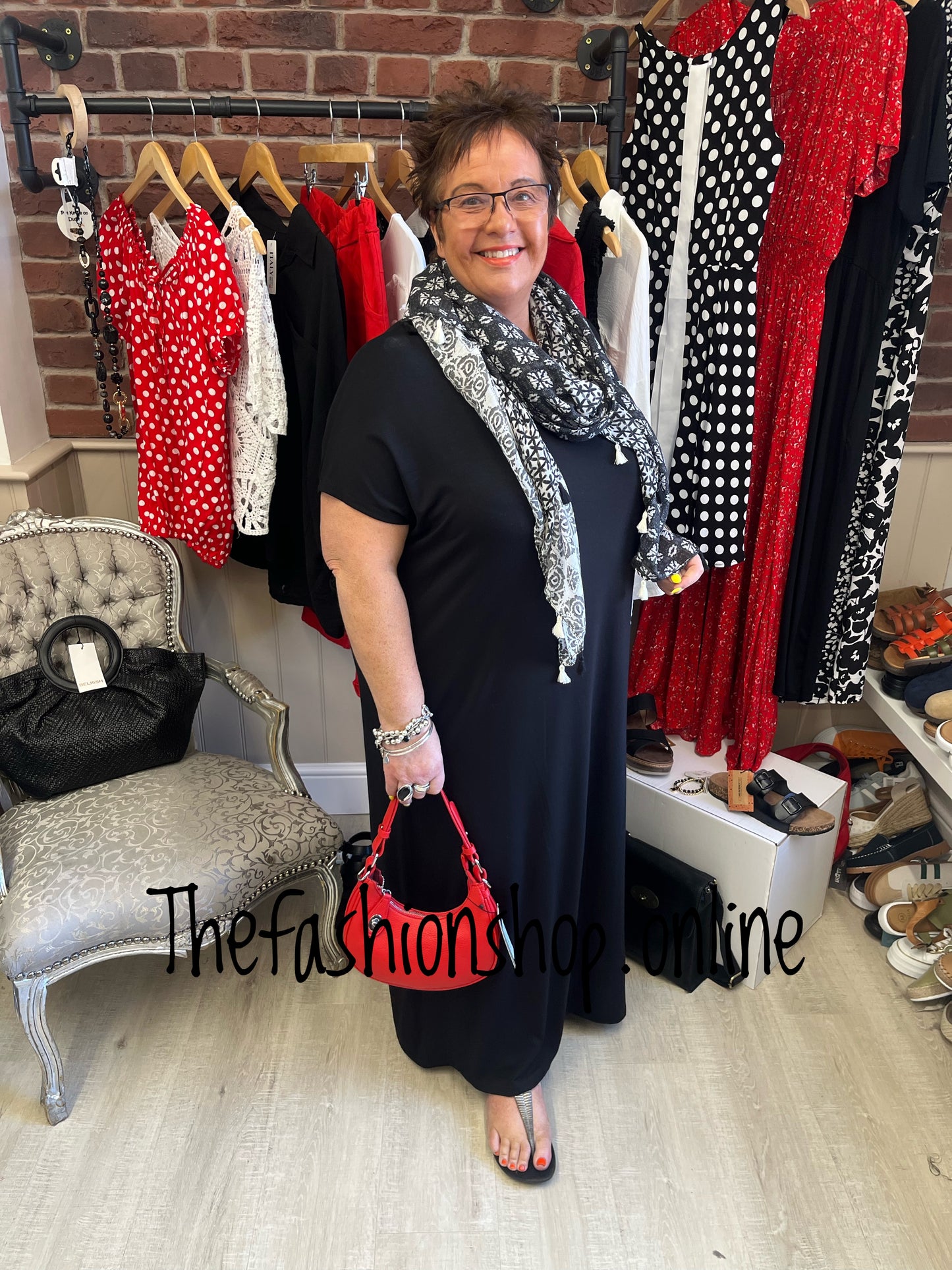 Black V Neck Dress Up Dress Down Dress with side split 16-26