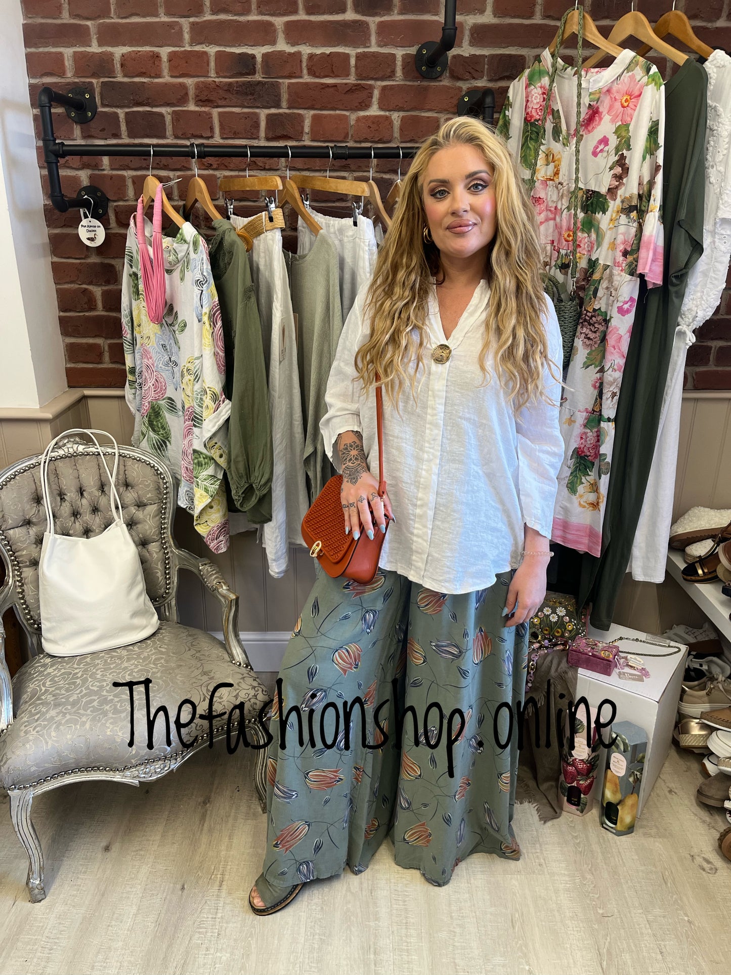 Saffron white linen button top 10-16
