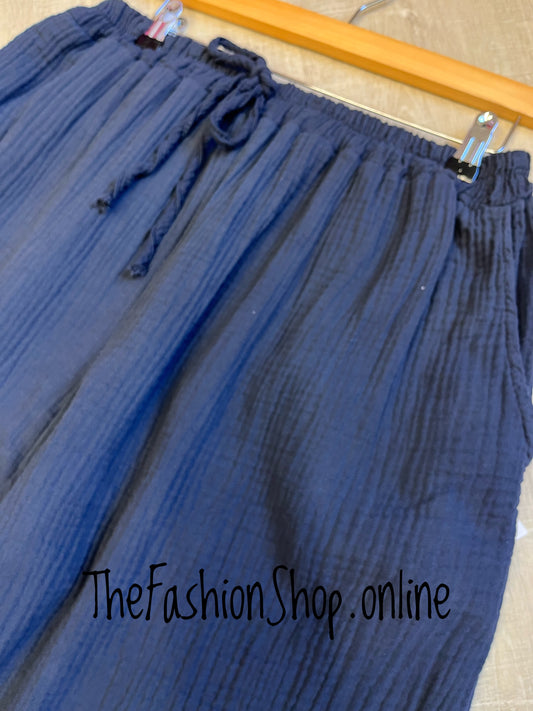 Clarissa navy wide leg trousers 12-22