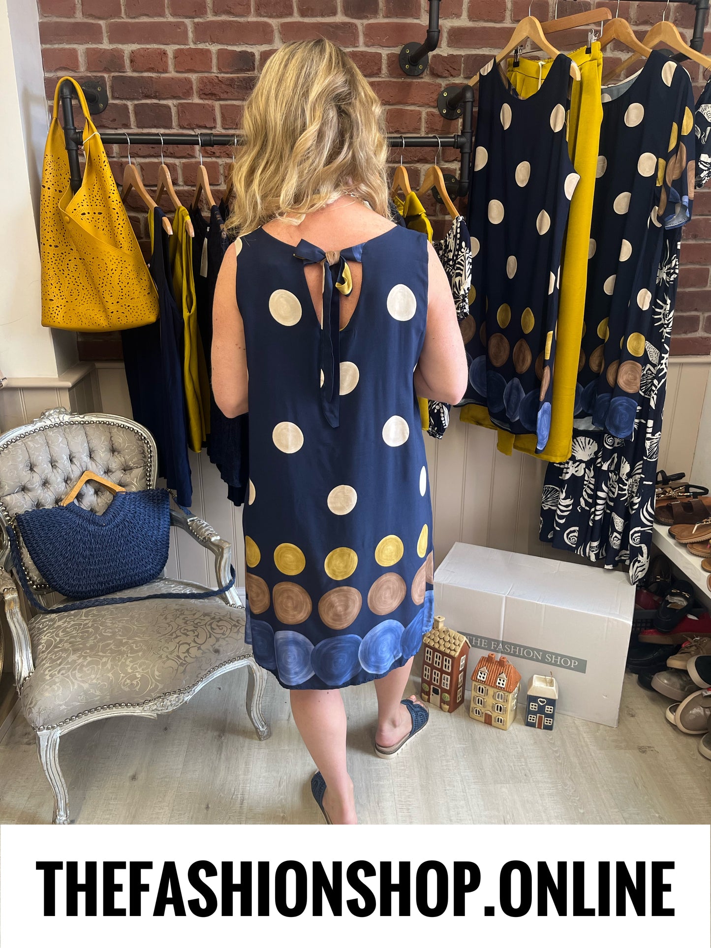 Stella navy spot shift dress 8-14