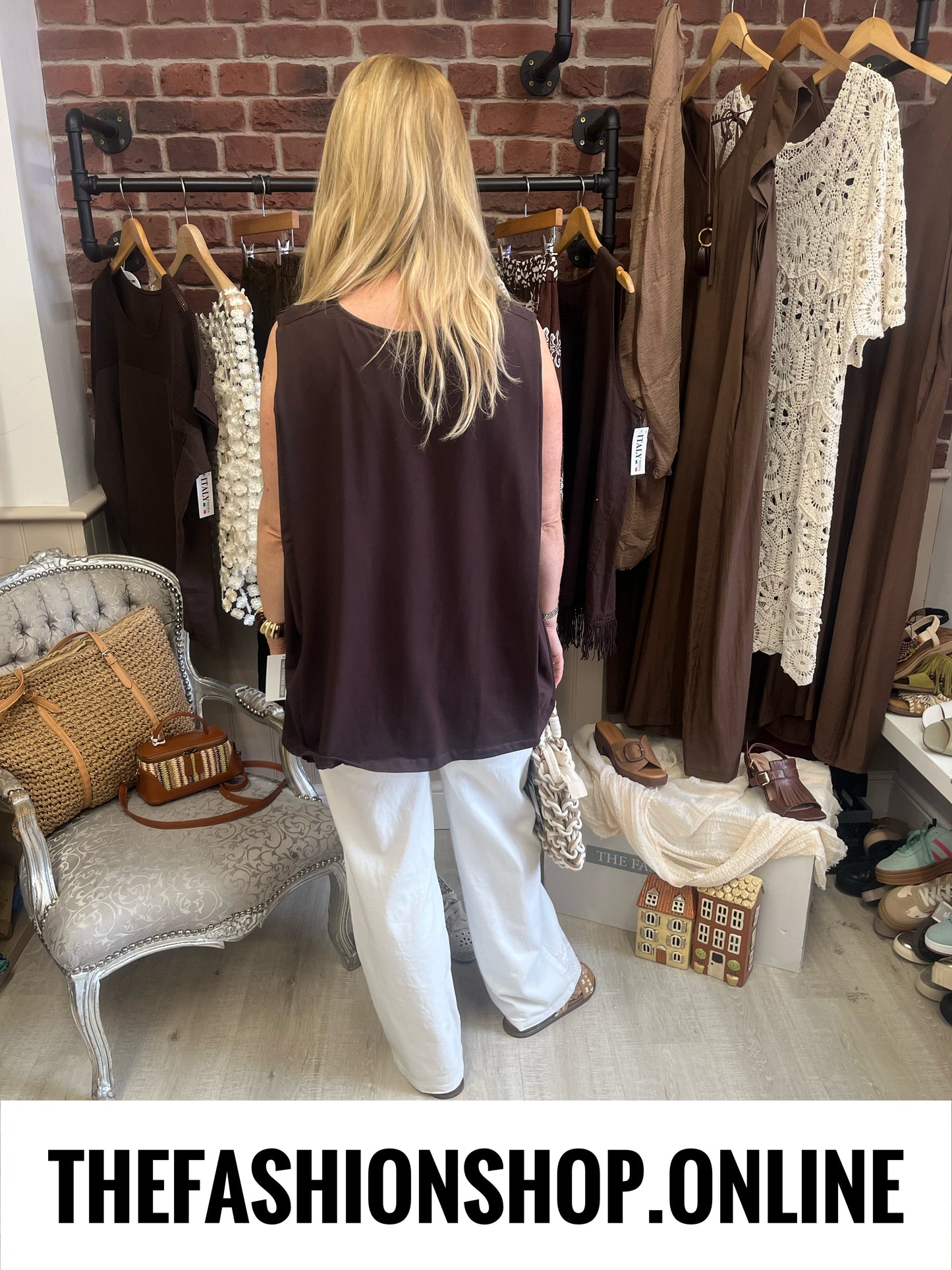 Pippa brown draped neck top 12-18