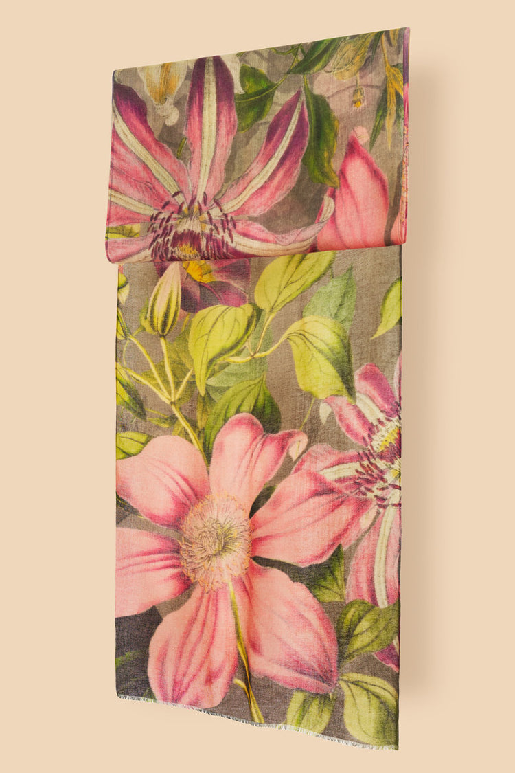 Powder Oversized Botanicals Wool Wrap Scarf