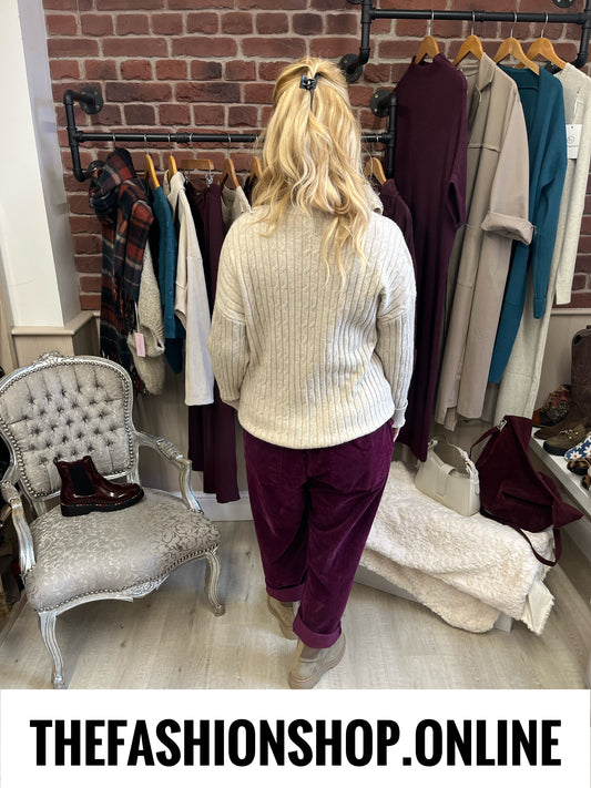 Alison beige cable knit button jumper 10-18