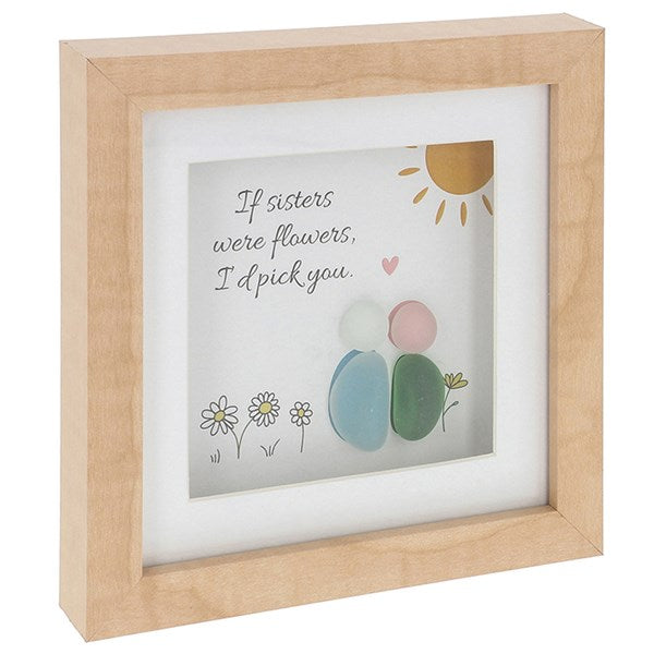 Pebble glass square sisters plaque