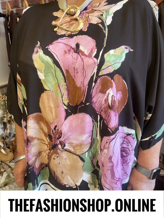 Christina brown floral top 18-26