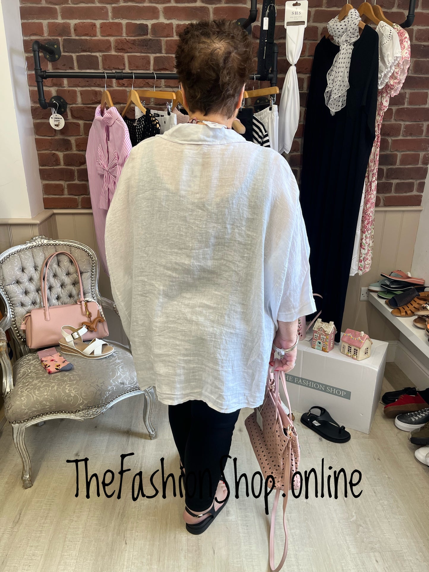 Whitney white linen shirt 16-24