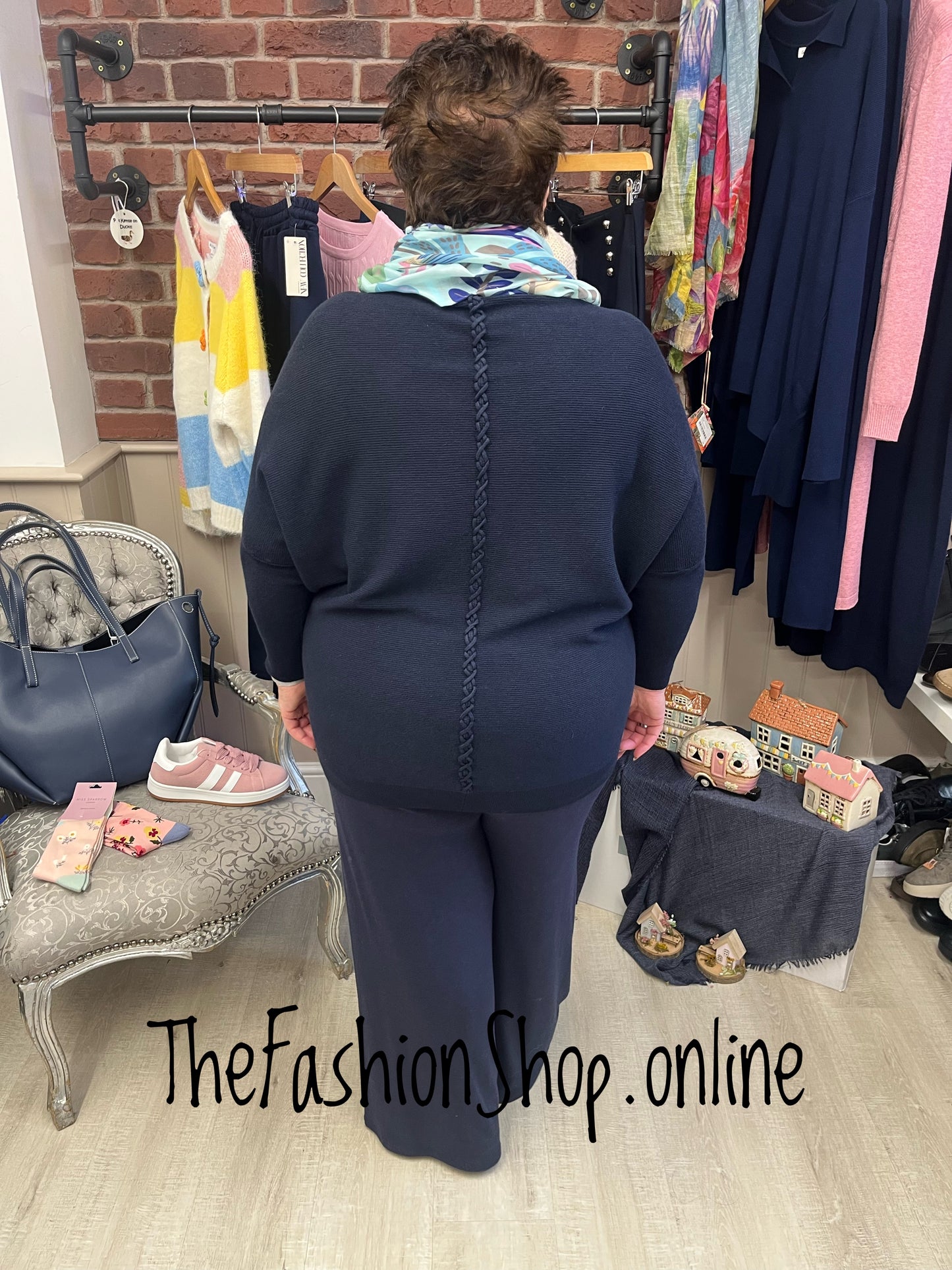 Evelyn navy criss cross back jumper 12-22