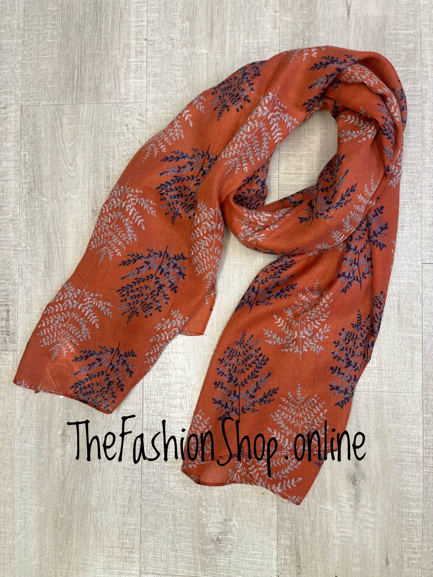 Autumn Branches in Rust Scarf