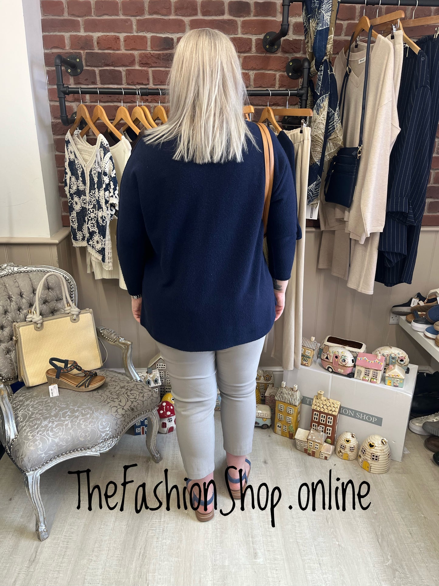 Luna navy wool mix jumper 14-22