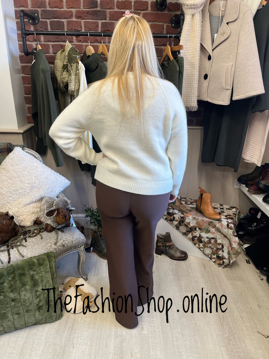 Wonky button cardigan in cream 8-14