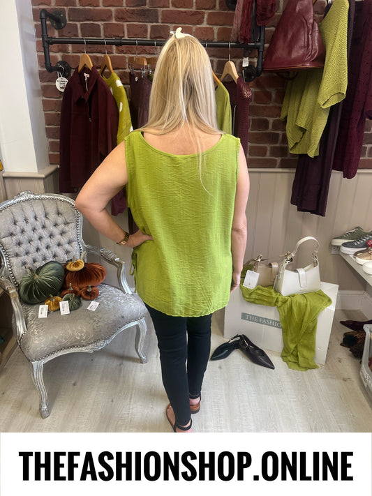 Zuri olive side tie top 8-14