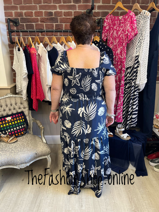 Beth navy and cream summer dress sizes 10-16