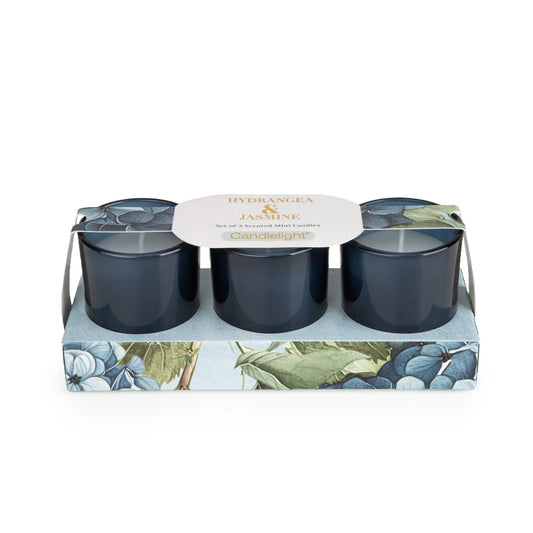 Candlelight Set of 3 Voltives Hydrangea and Jasmine