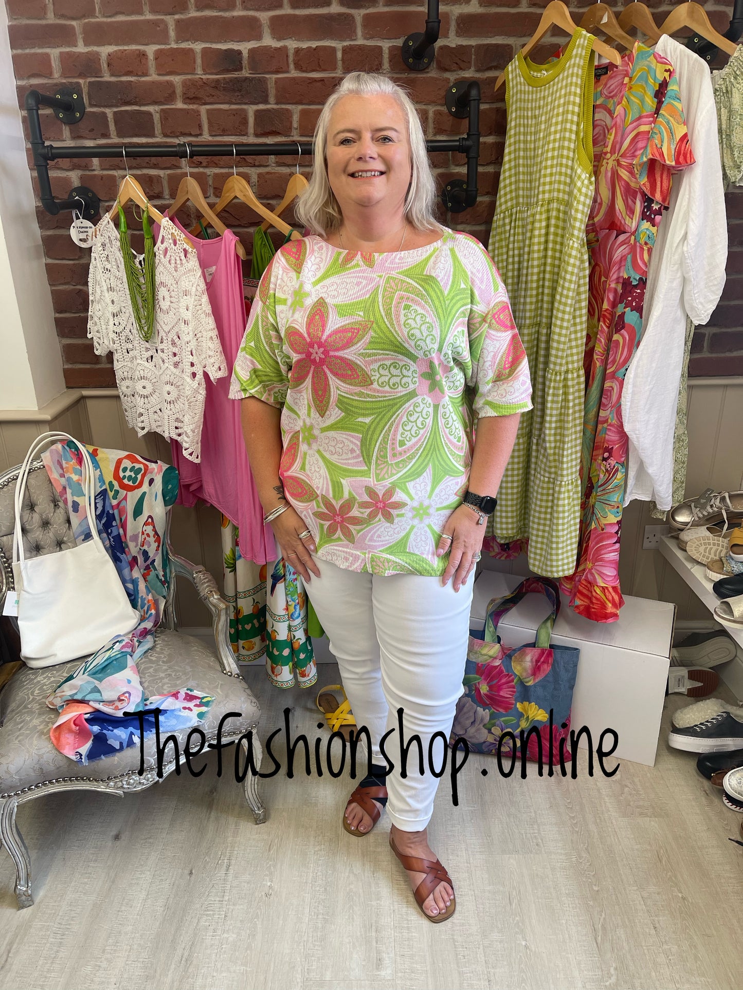 Heather exotic top lime and pink 16-22