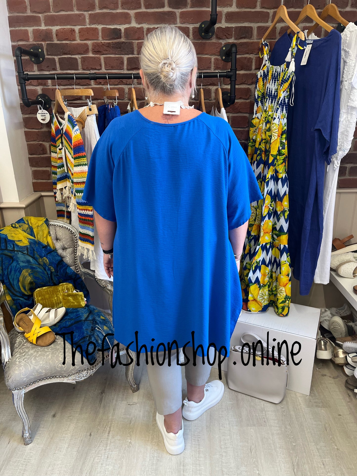 Clarissa royal blue crinkle top 18-24