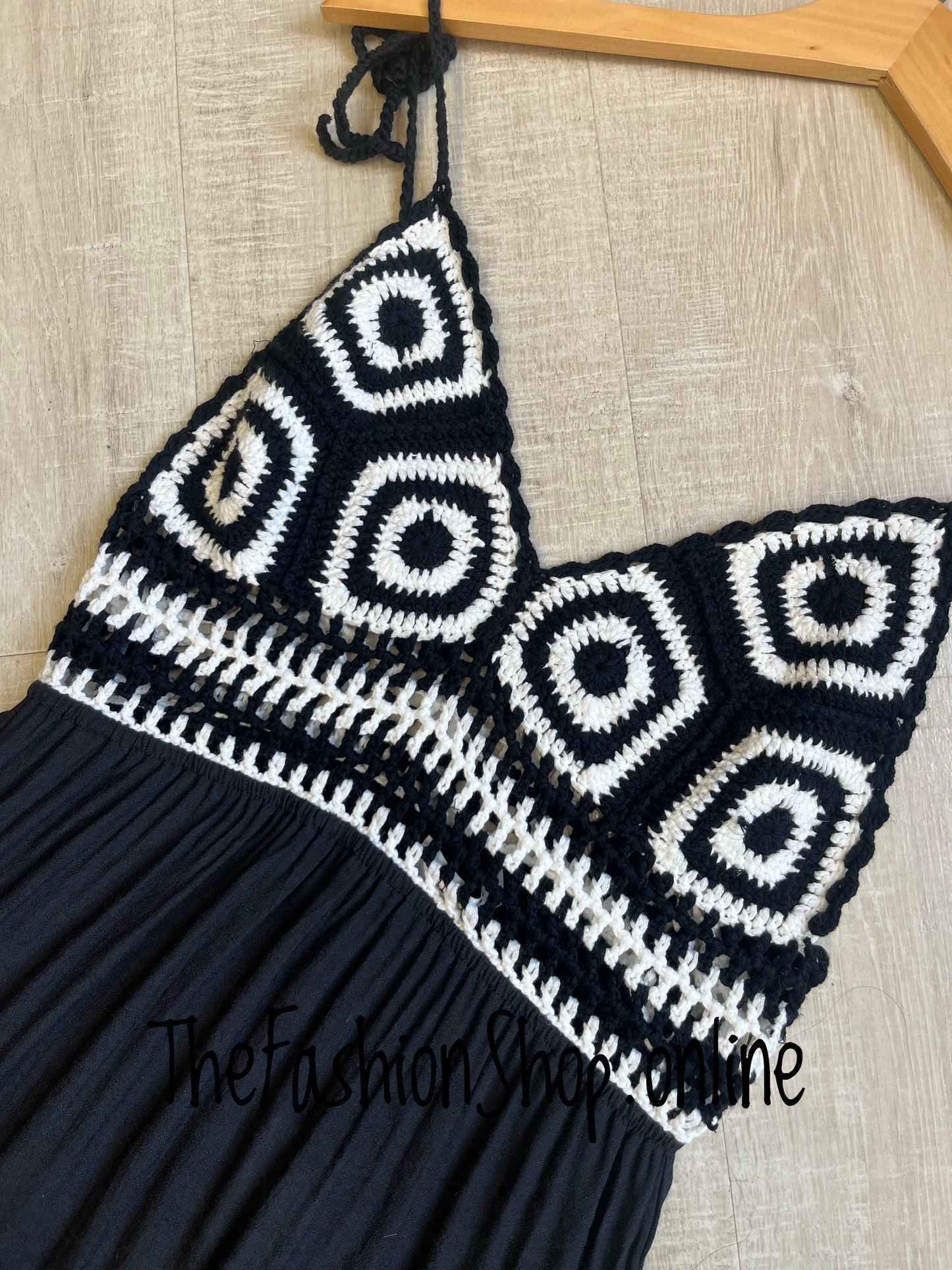 Elodie black and white crochet sundress 8-14