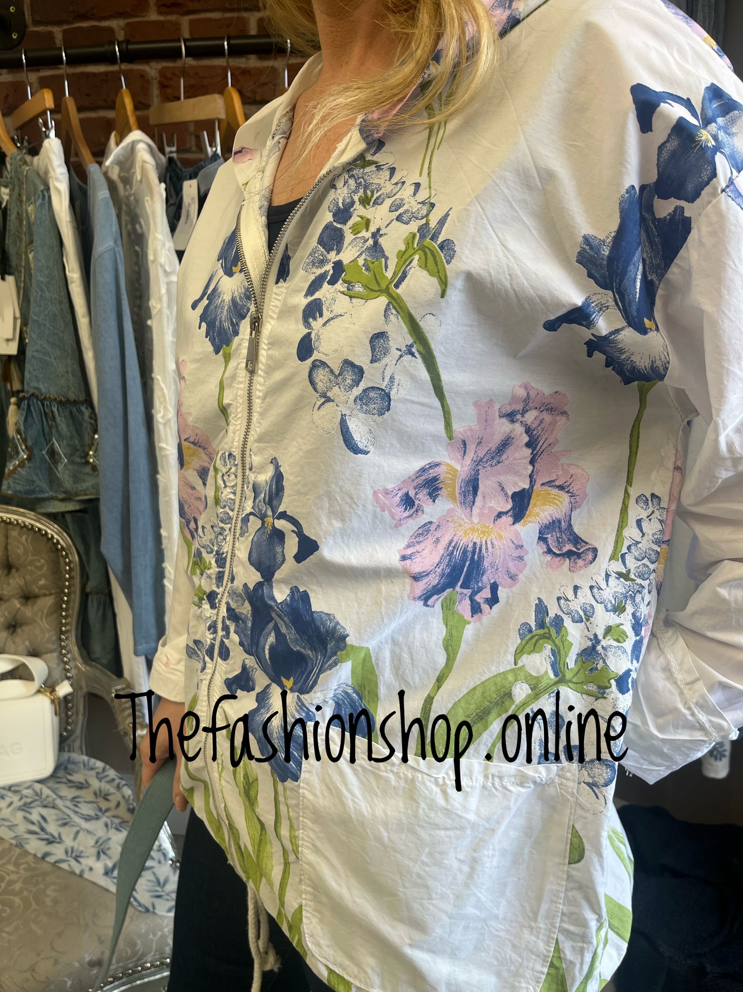 Maisie white floral lightweight cotton jacket 10-16
