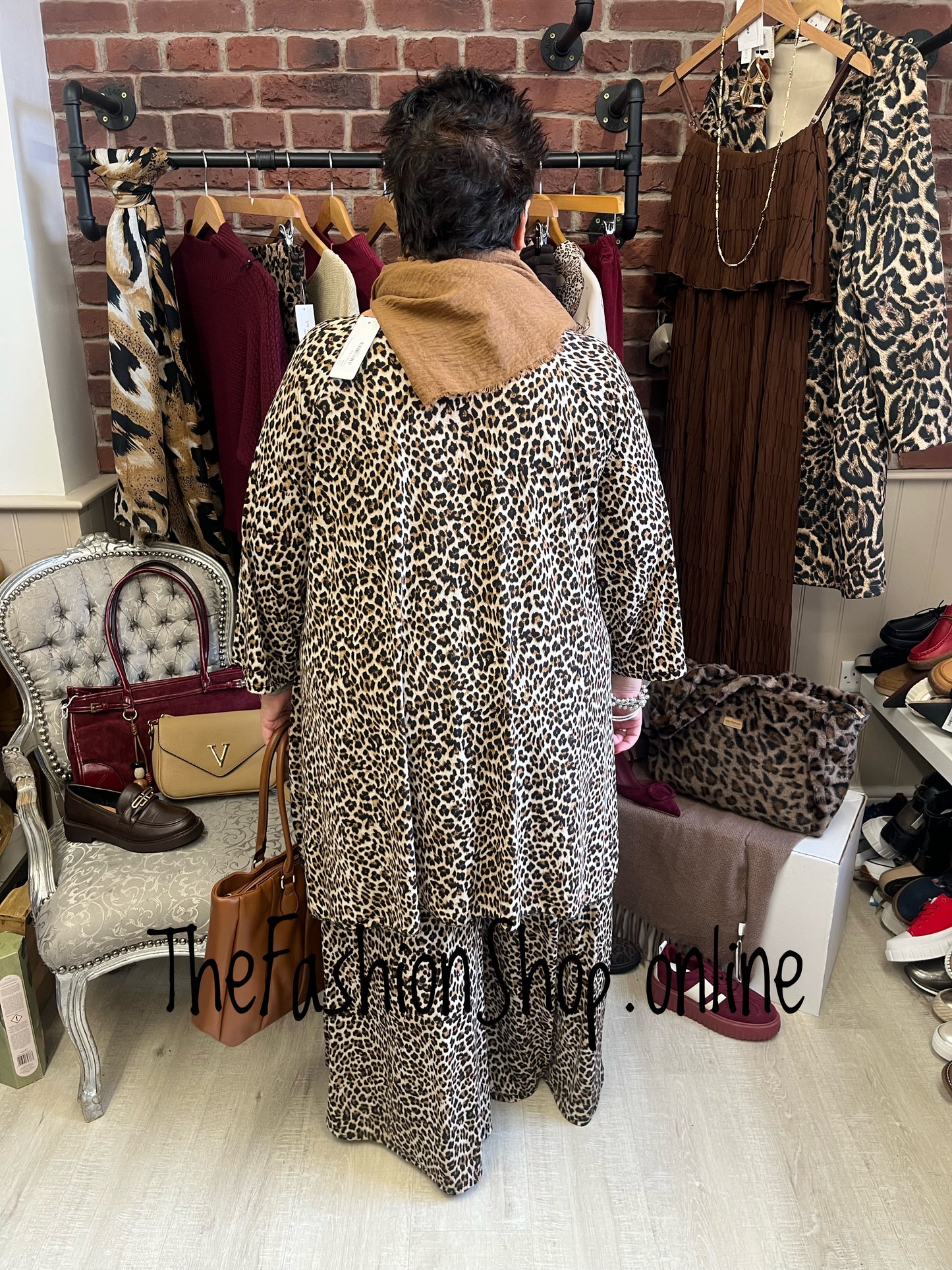 Clarissa brown leopard print top 16-24