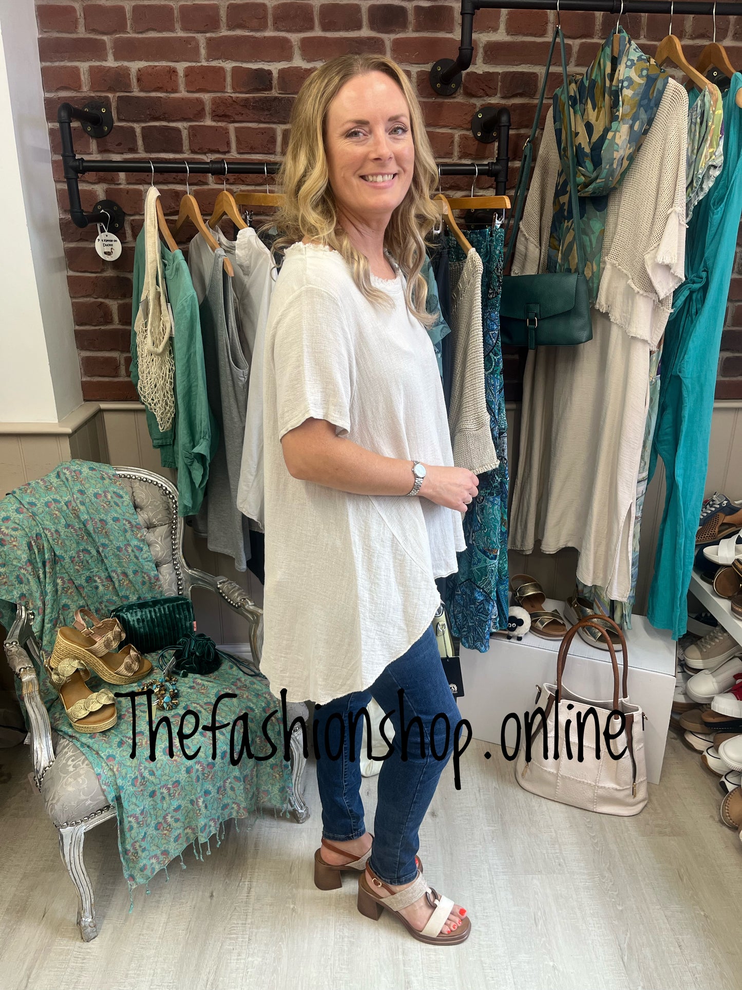 Tanya cream linen mix top 10-16