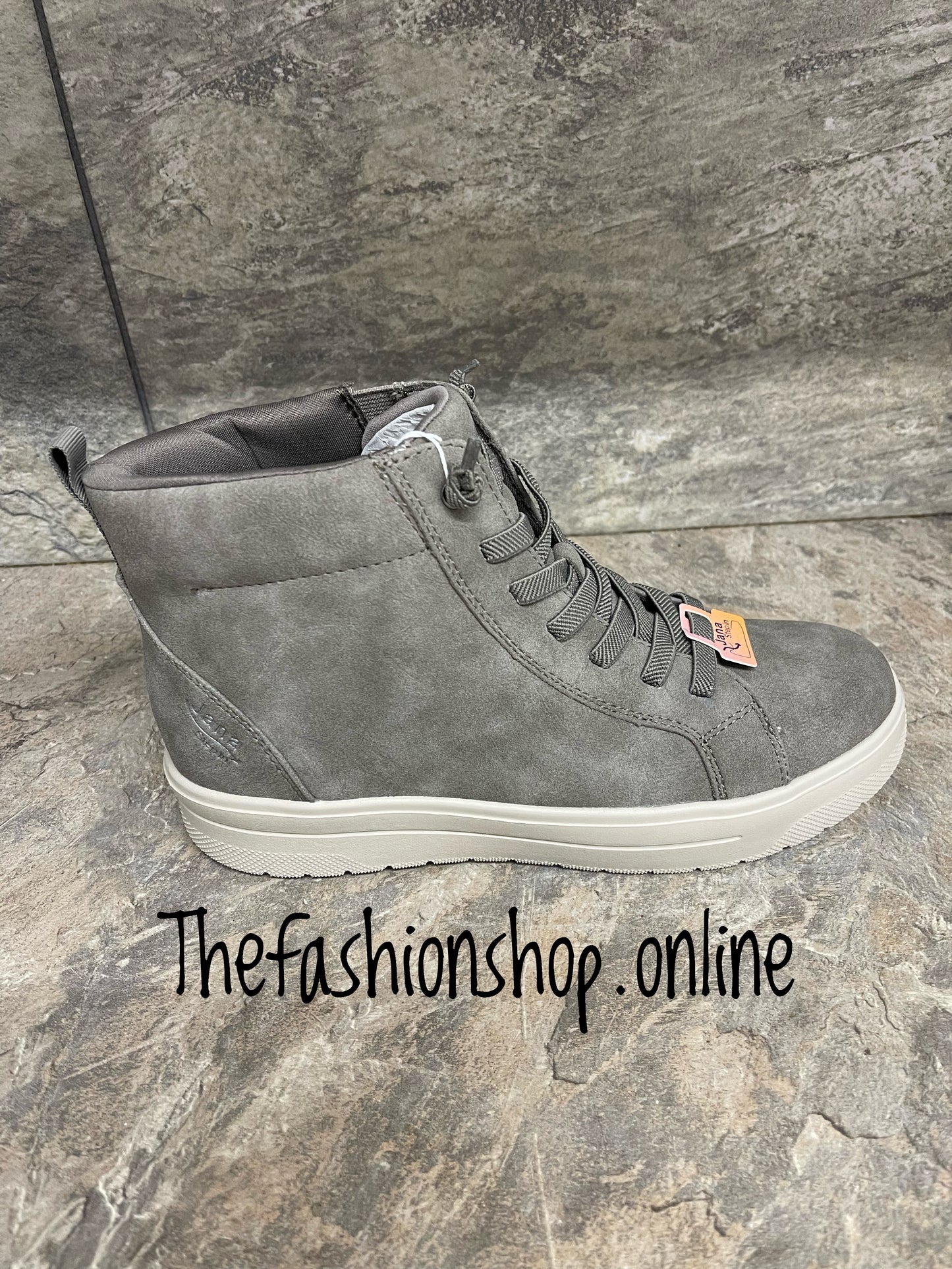Jana stone faux suede step in ankle boot sizes 4-8 (37-42)