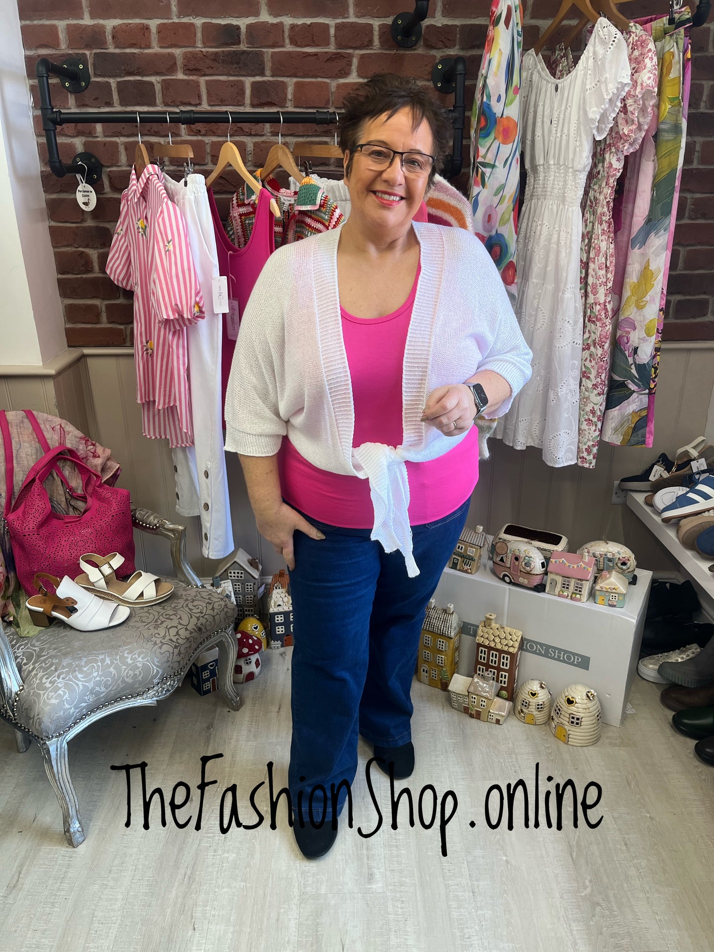 Ada white tie front shrug 12-22