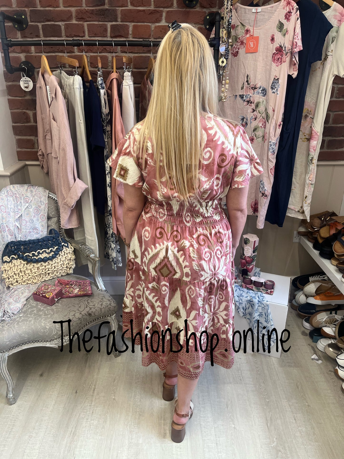 Monica pink cream and mocha summer dress 8-16
