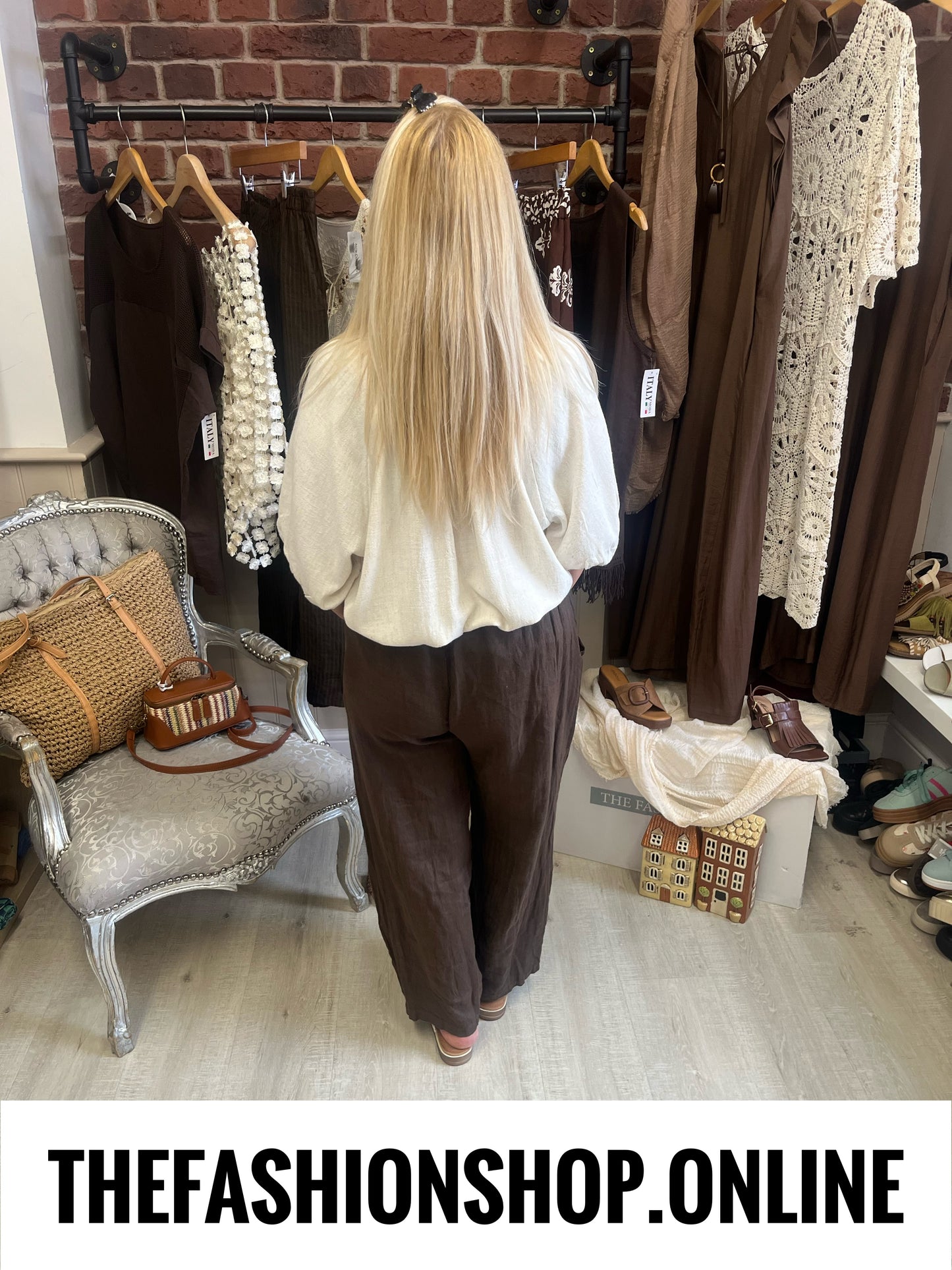 Kayla beige linen mix beaded top 12-18